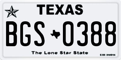 TX license plate BGS0388