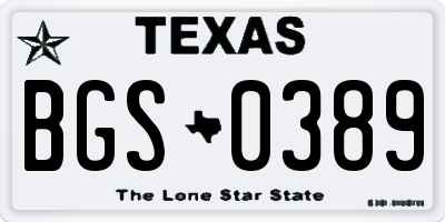 TX license plate BGS0389