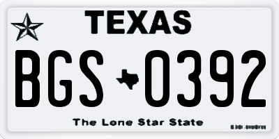 TX license plate BGS0392