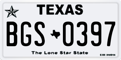 TX license plate BGS0397
