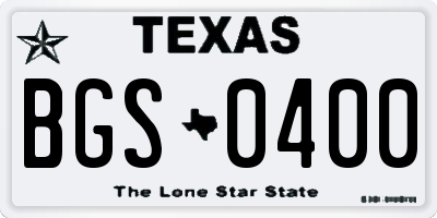 TX license plate BGS0400