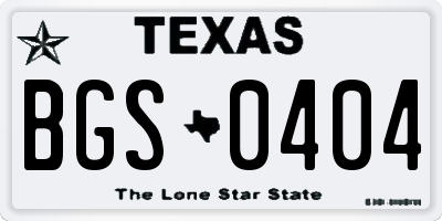 TX license plate BGS0404