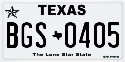TX license plate BGS0405