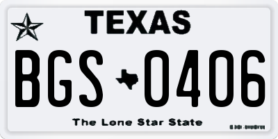 TX license plate BGS0406