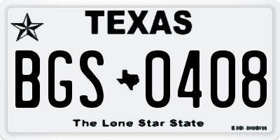 TX license plate BGS0408