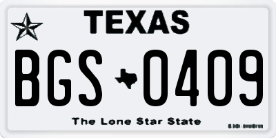 TX license plate BGS0409