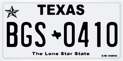TX license plate BGS0410