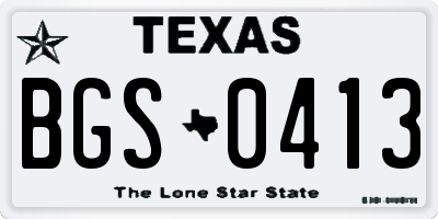 TX license plate BGS0413
