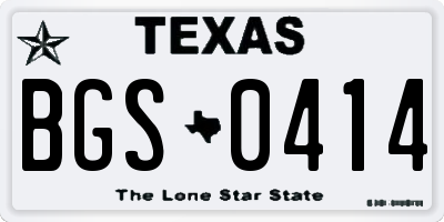 TX license plate BGS0414
