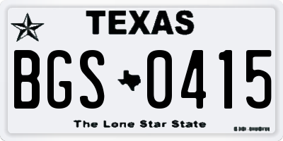 TX license plate BGS0415