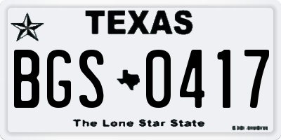 TX license plate BGS0417