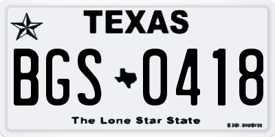 TX license plate BGS0418