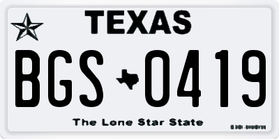 TX license plate BGS0419
