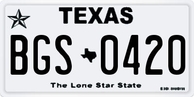 TX license plate BGS0420