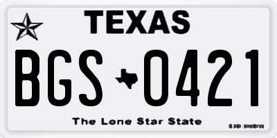 TX license plate BGS0421