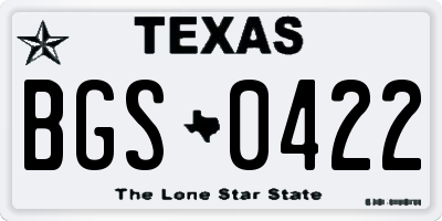 TX license plate BGS0422