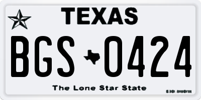 TX license plate BGS0424