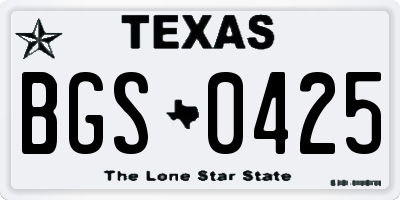 TX license plate BGS0425