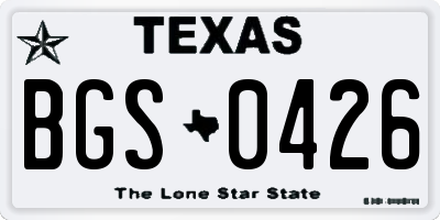 TX license plate BGS0426