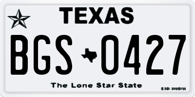 TX license plate BGS0427