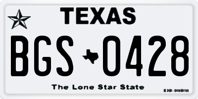TX license plate BGS0428