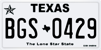 TX license plate BGS0429