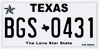 TX license plate BGS0431