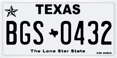 TX license plate BGS0432