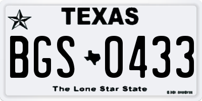 TX license plate BGS0433