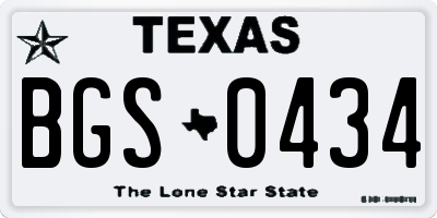 TX license plate BGS0434