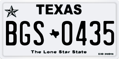 TX license plate BGS0435