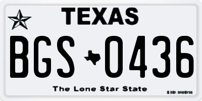 TX license plate BGS0436