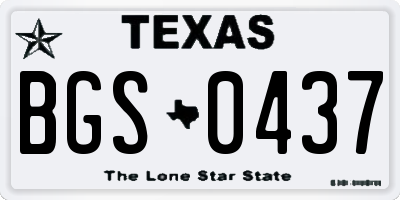 TX license plate BGS0437