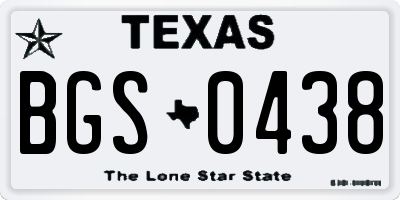 TX license plate BGS0438
