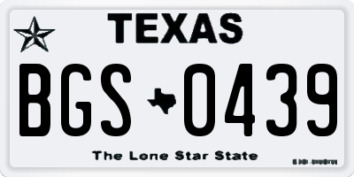 TX license plate BGS0439