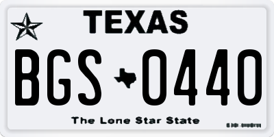 TX license plate BGS0440