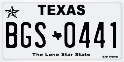 TX license plate BGS0441
