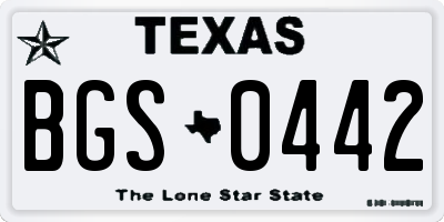 TX license plate BGS0442