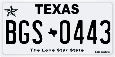 TX license plate BGS0443