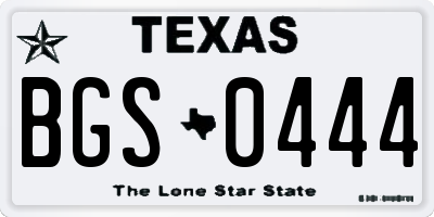 TX license plate BGS0444