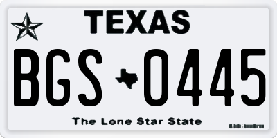 TX license plate BGS0445