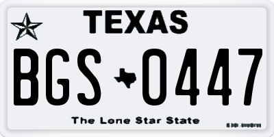 TX license plate BGS0447