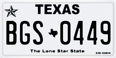 TX license plate BGS0449