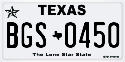 TX license plate BGS0450