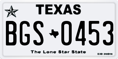 TX license plate BGS0453