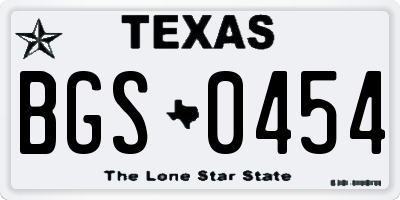 TX license plate BGS0454