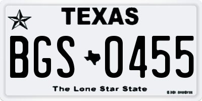 TX license plate BGS0455