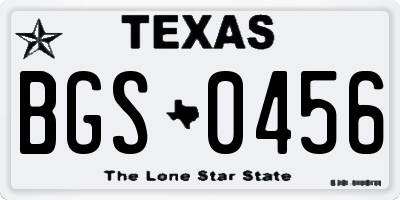TX license plate BGS0456