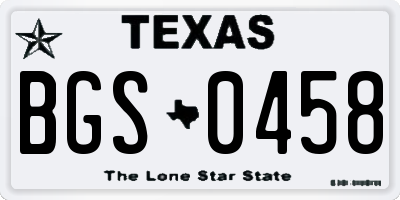 TX license plate BGS0458