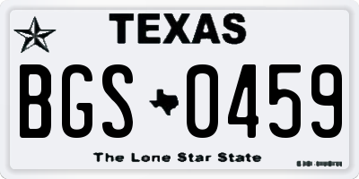 TX license plate BGS0459